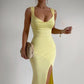Slim Sleeveless Slit Dress With Back Tie Design Fashion Temperament Dresses For Women Clothing.
