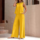 Solid Color Casual Loose Pants Sets For Women Elegant Spring Summer Women's Two Pieces Suit Full Trouser Set Female Outfit Clothes.