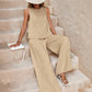 Solid Color Casual Loose Pants Sets For Women Elegant Spring Summer Women's Two Pieces Suit Full Trouser Set Female Outfit Clothes.