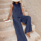 Solid Color Casual Loose Pants Sets For Women Elegant Spring Summer Women's Two Pieces Suit Full Trouser Set Female Outfit Clothes.