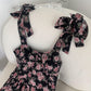 Spicy World Rich Flowers Summer Women's New Floral Bow Sling Dress.