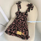 Spicy World Rich Flowers Summer Women's New Floral Bow Sling Dress.