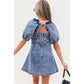 Spring And Summer New Solid Color Short Sleeve Dress Women All-match Backless.