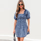 Spring And Summer New Solid Color Short Sleeve Dress Women All-match Backless.