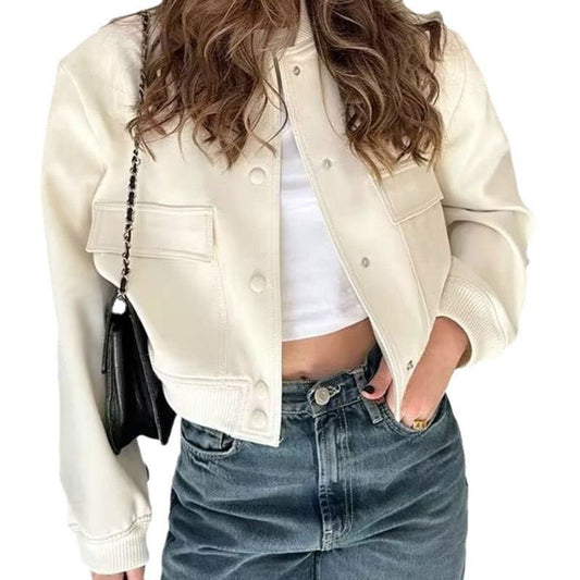 Stand Collar Large Pocket Women's Jacket Coat.
