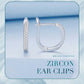 Sterling Silver S925 Simple Zircon Ear Clip White Gold Plated Smooth.