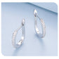 Sterling Silver S925 Simple Zircon Ear Clip White Gold Plated Smooth.