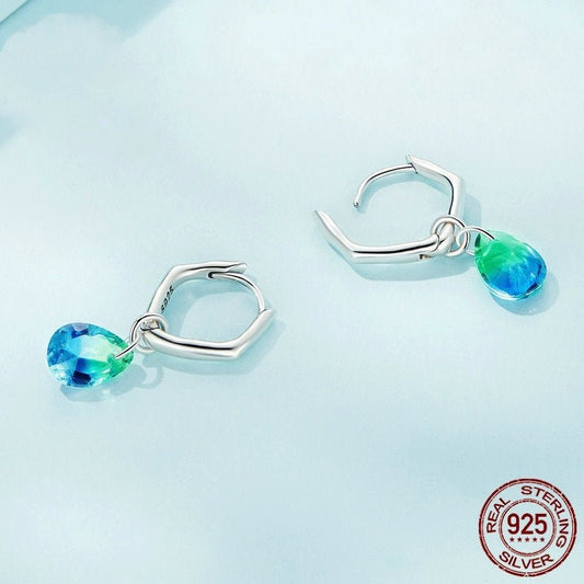 Sterling Silver S925 Water Drop Earrings Simple Gradient.