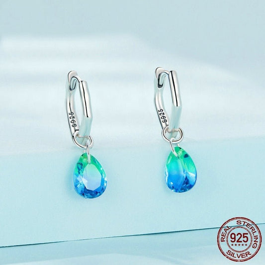 Sterling Silver S925 Water Drop Earrings Simple Gradient.