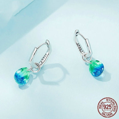 Sterling Silver S925 Water Drop Earrings Simple Gradient.