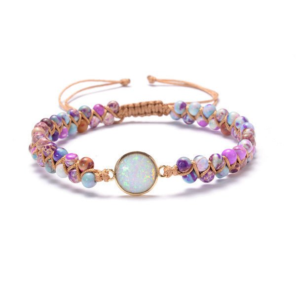 Stone Wrap Bracelets Femme Amethysts Opal String Braided Yoga Friendship Bracelet Bangle Bohemian Jewellery.