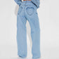 Straight Slimming Trousers Love Pocket High Waist Loose Jeans.