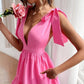 Summer V-neck Solid Color Dress.