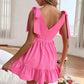 Summer V-neck Solid Color Dress.