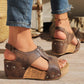 Summer Zipper Wedges Sandals Women's Lightweight Height Increasing Shoes Fashion Casual Sandals.