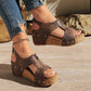 Summer Zipper Wedges Sandals Women's Lightweight Height Increasing Shoes Fashion Casual Sandals.