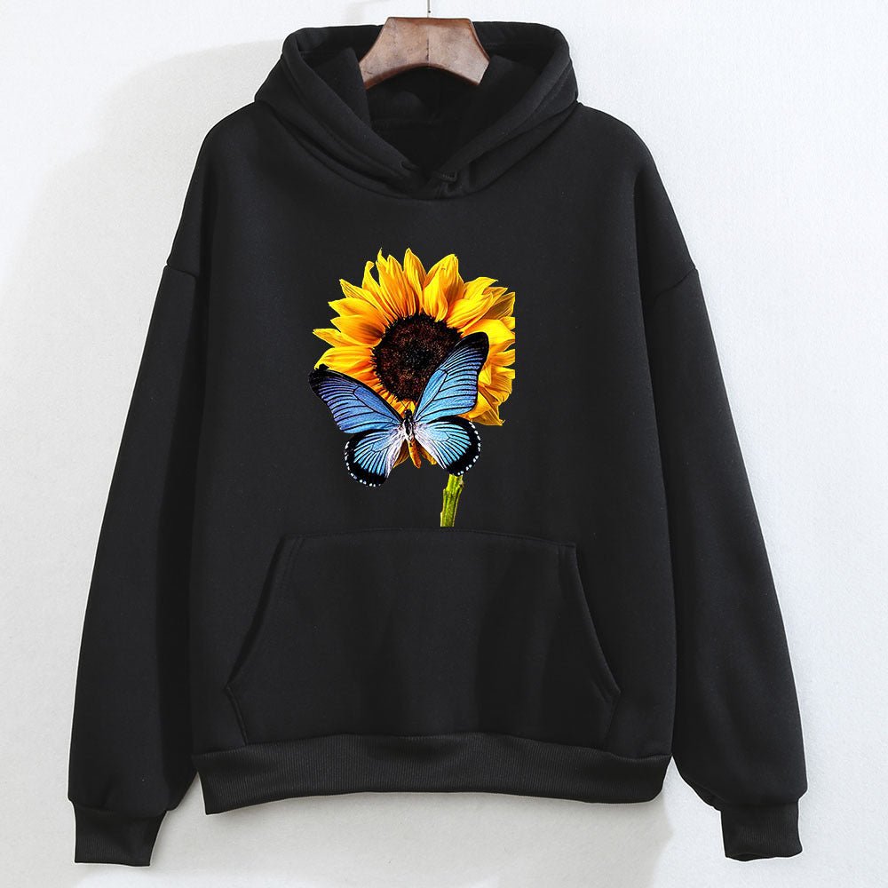 Sunflower Butterfly Sweater Women's Clothing.