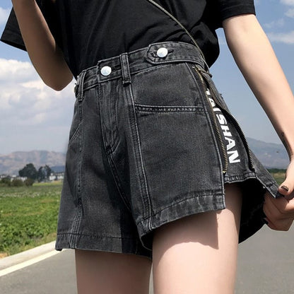 Thin High Waist Korean Style Small All-matching Denim Shorts.