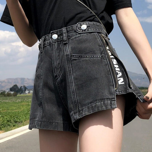 Thin High Waist Korean Style Small All-matching Denim Shorts.