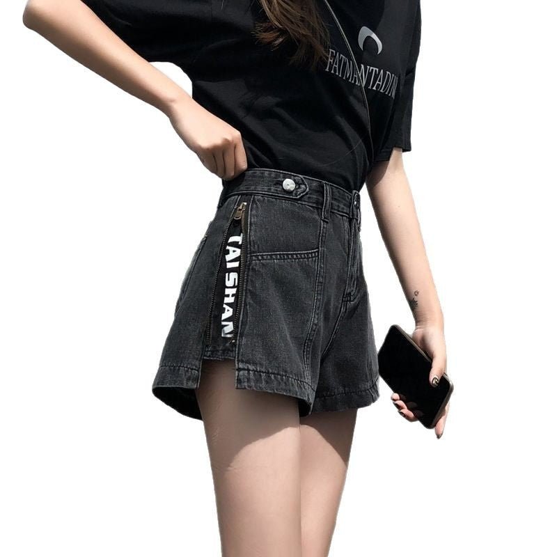 Thin High Waist Korean Style Small All-matching Denim Shorts.