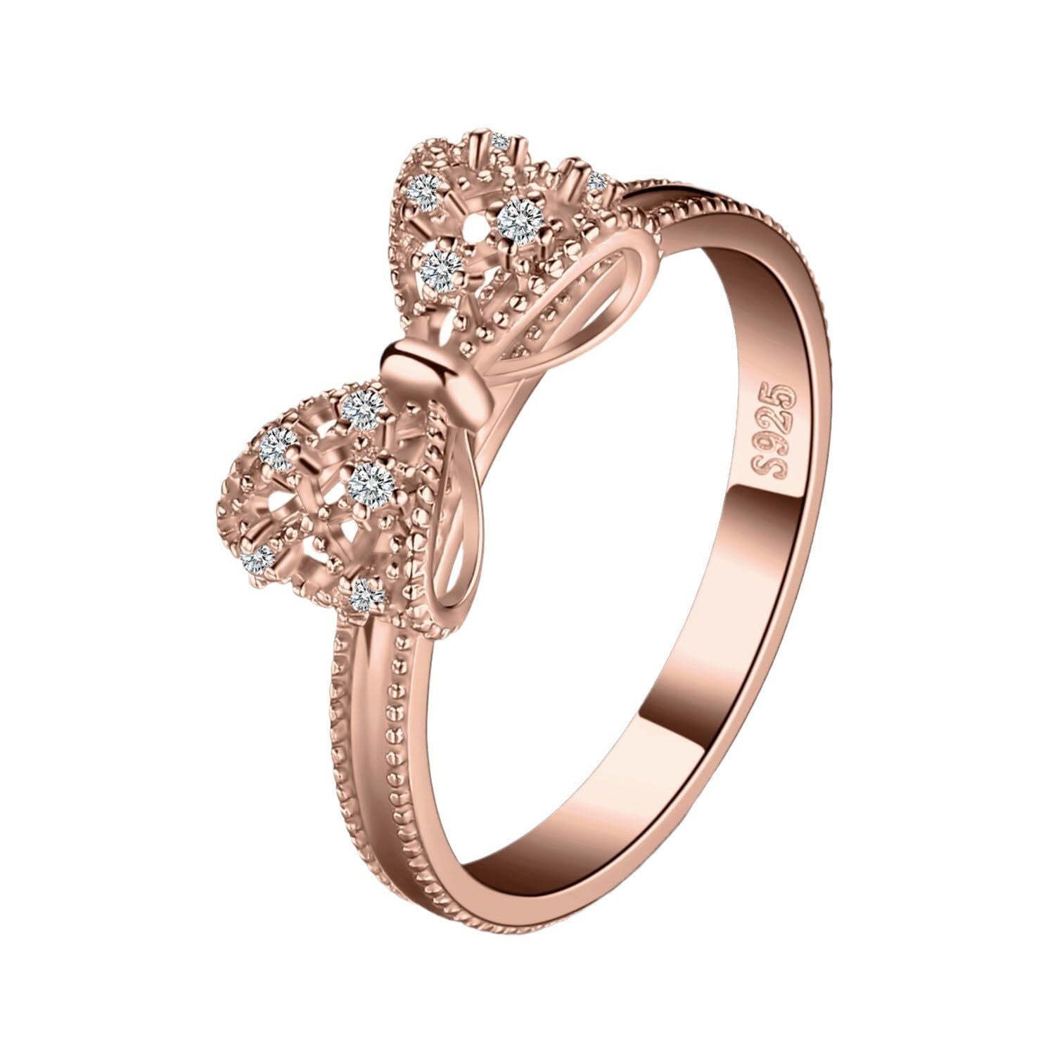 Three-dimensional Bow Ring Women's Rose Gold Simple.