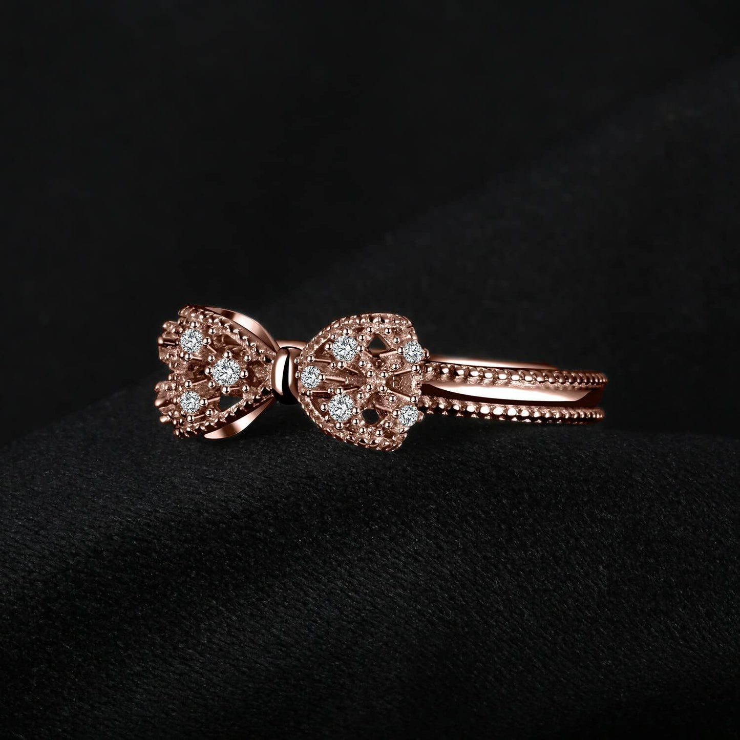 Three-dimensional Bow Ring Women's Rose Gold Simple.