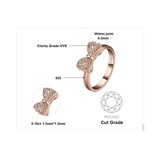 Three-dimensional Bow Ring Women's Rose Gold Simple.