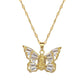 Titanium Steel Micro-inlaid Portrait Butterfly Zircon Necklace.