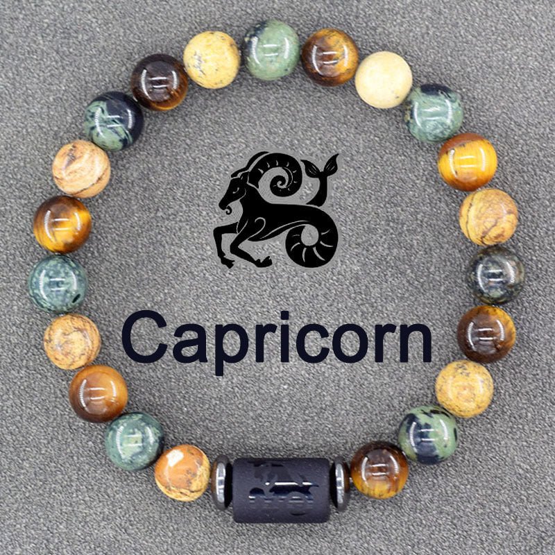 Twelve Constellations Bracelets Natural Stone Pendant Planet Birthday Gift.