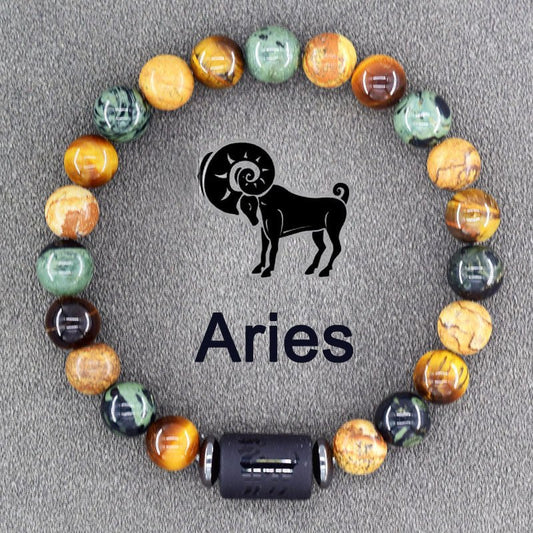 Twelve Constellations Bracelets Natural Stone Pendant Planet Birthday Gift.