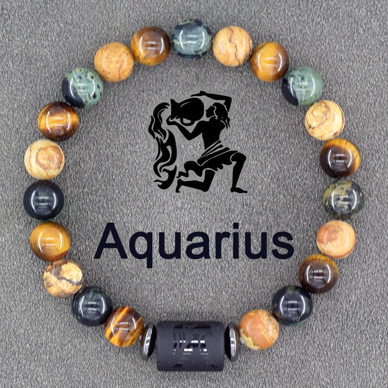 Twelve Constellations Bracelets Natural Stone Pendant Planet Birthday Gift.