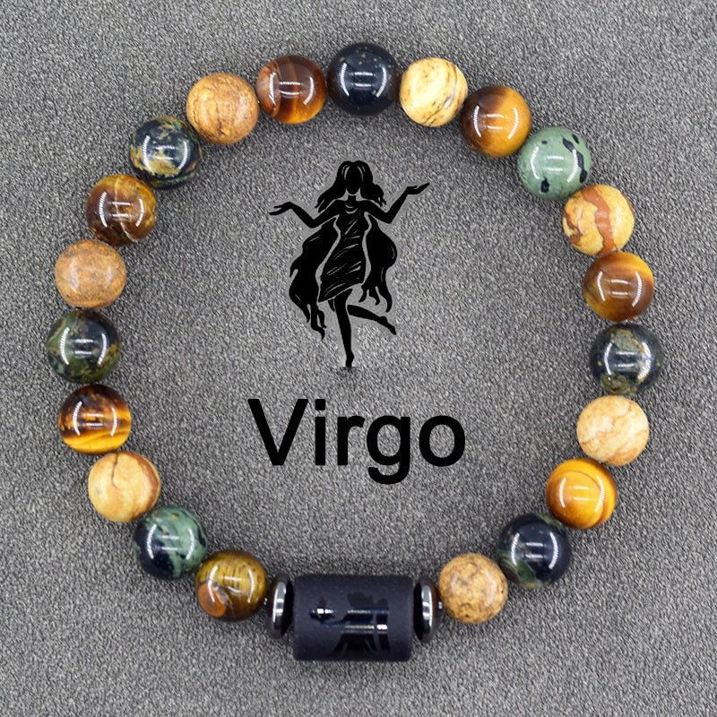 Twelve Constellations Bracelets Natural Stone Pendant Planet Birthday Gift.