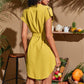 V-neck Short Sleeve Dress With Belt Summer Fashion Bowknot Dresses For Women Clothing.