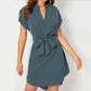 V-neck Short Sleeve Dress With Belt Summer Fashion Bowknot Dresses For Women Clothing.