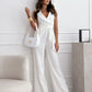 V-neck Sleeveless Jumpsuit With Belt Design Summer Fashion Trousers Women's Clothing.
