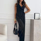 V-neck Sleeveless Jumpsuit With Belt Design Summer Fashion Trousers Women's Clothing.