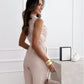 V-neck Sleeveless Jumpsuit With Belt Design Summer Fashion Trousers Women's Clothing.