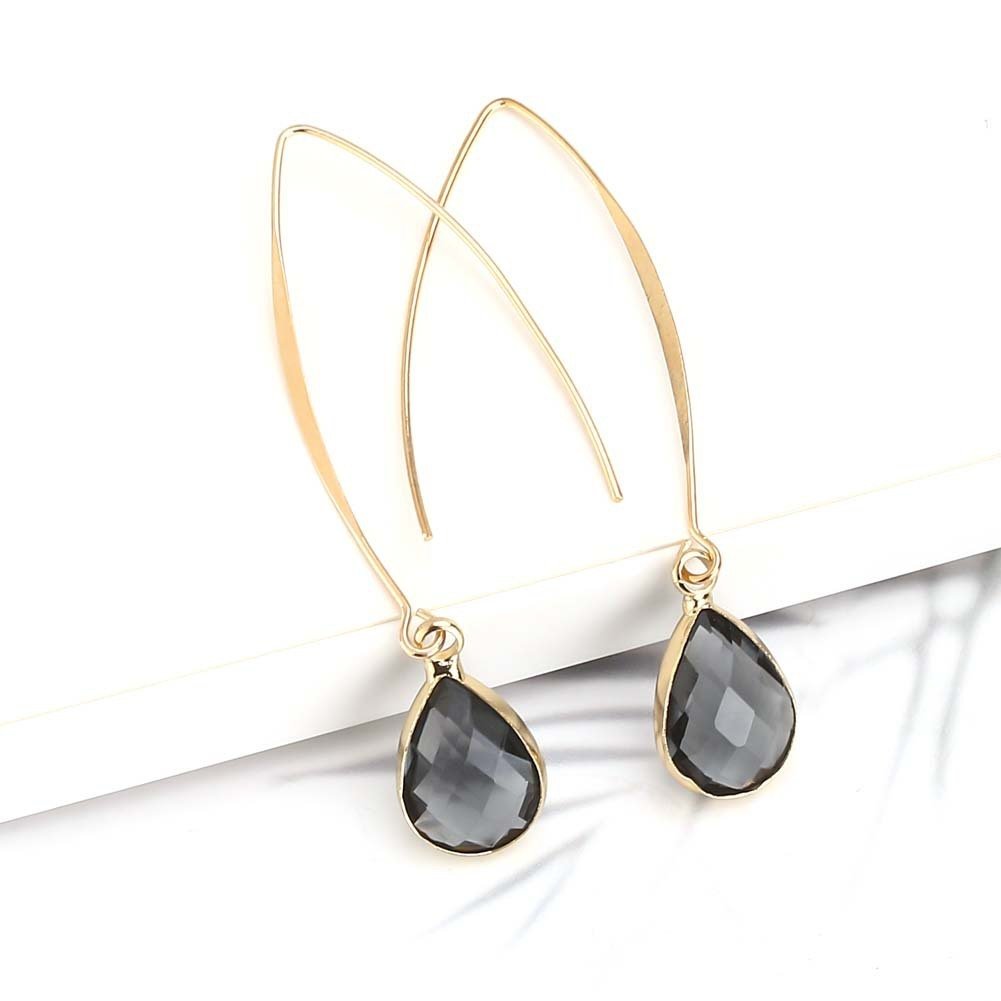 Water Drop Vintage Long Crystal Glass Earrings.