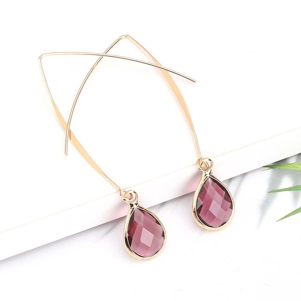 Water Drop Vintage Long Crystal Glass Earrings.