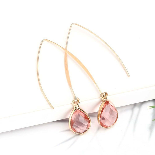 Water Drop Vintage Long Crystal Glass Earrings.