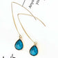 Water Drop Vintage Long Crystal Glass Earrings.