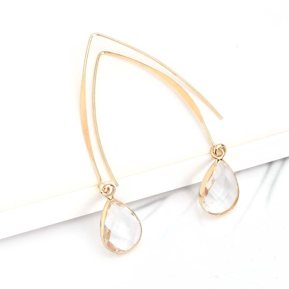 Water Drop Vintage Long Crystal Glass Earrings.