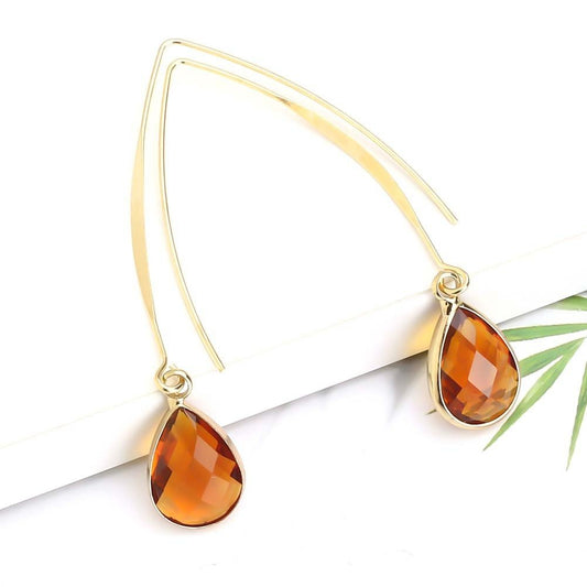 Water Drop Vintage Long Crystal Glass Earrings.