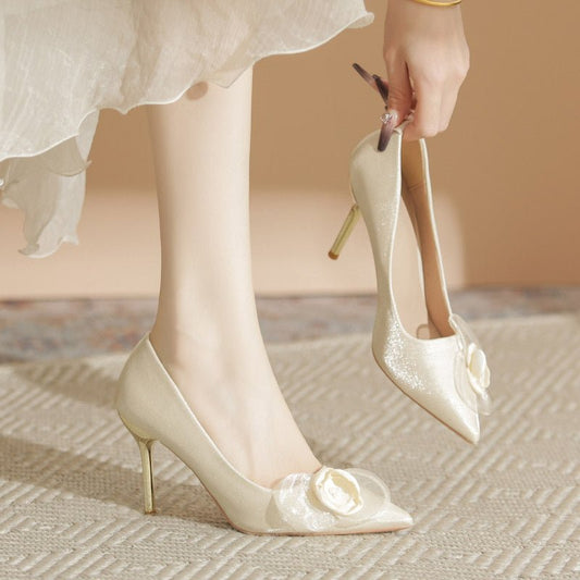 Wedding Shoes Stiletto High-end Applique High Heels.