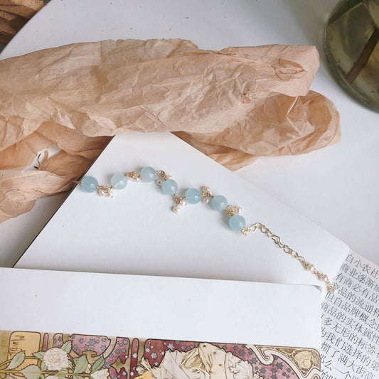 White Crystal Aquamarine Crystal Bracelet.