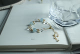 White Crystal Aquamarine Crystal Bracelet.