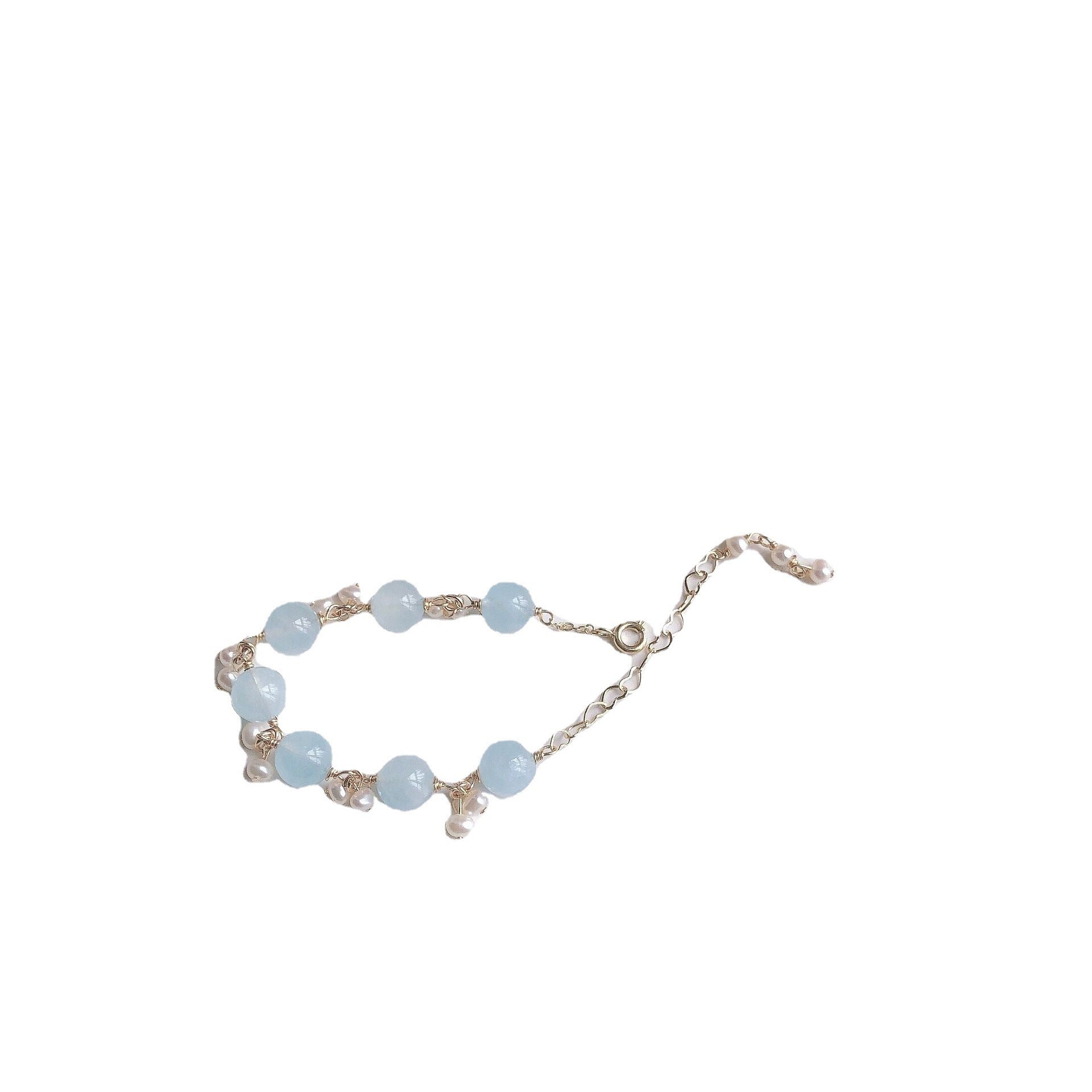White Crystal Aquamarine Crystal Bracelet.