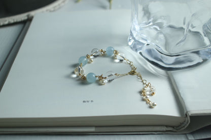 White Crystal Aquamarine Crystal Bracelet.
