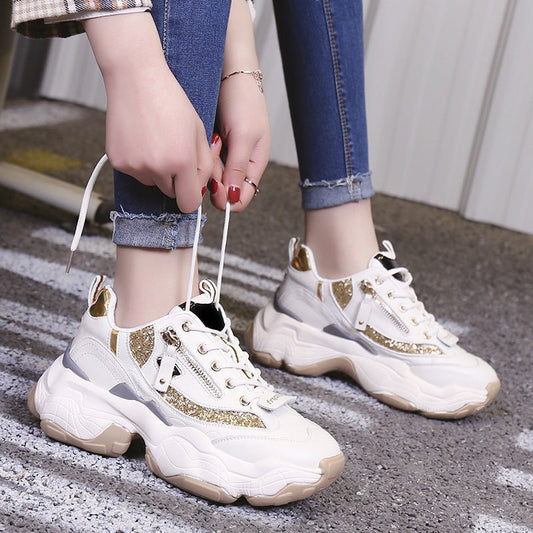Wisdom Smoked Shoes All-Match Thick-Soled Increased Student Super Fire Sneakers.
