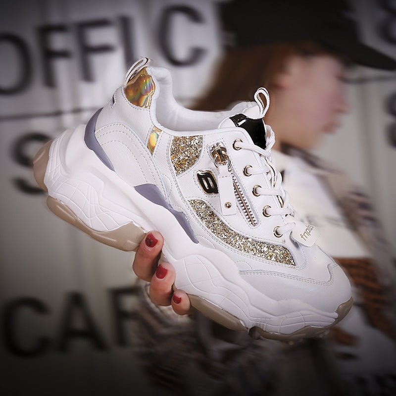 Wisdom Smoked Shoes All-Match Thick-Soled Increased Student Super Fire Sneakers.
